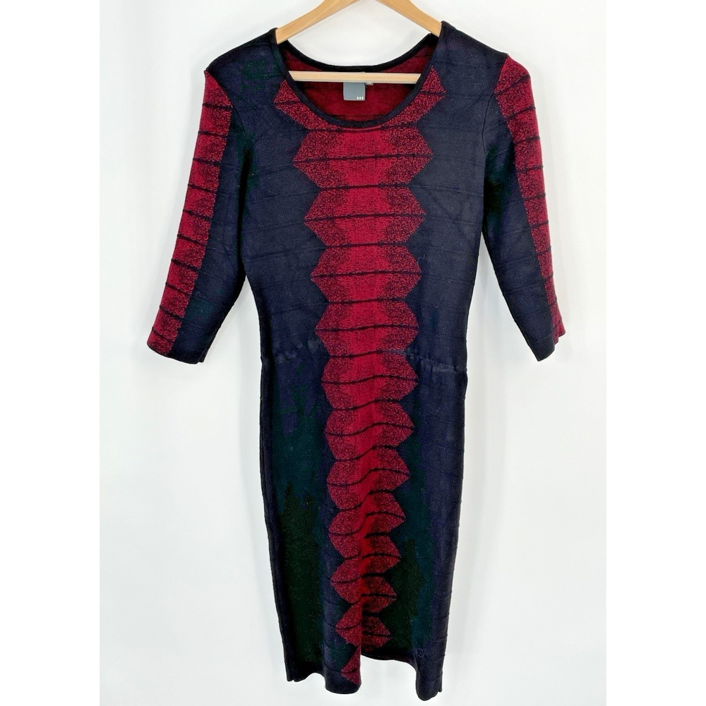 Gabby‎ Skye Size large Midi Black and Red Straight Sweater Dress